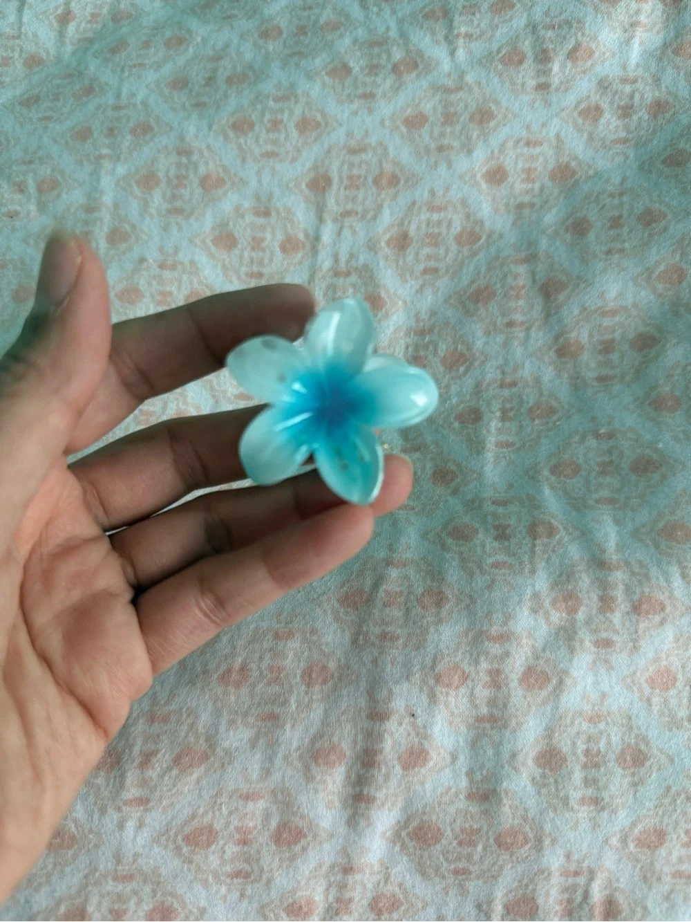 2 Blue Ombre Plumeria Flower Hair Clip